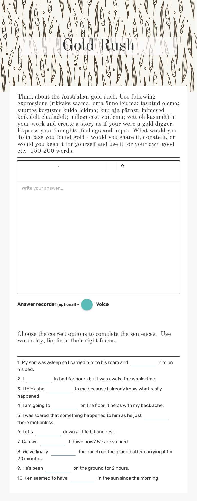 Gold Rush Grade 8 worksheet preview