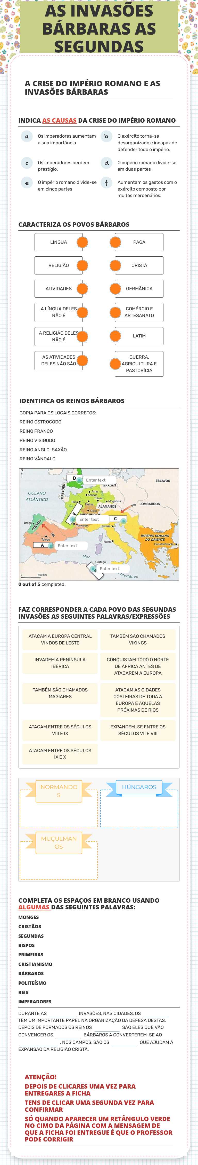 AS INVASÕES BÁRBARAS       AS SEGUNDAS INVASÕES worksheet preview image