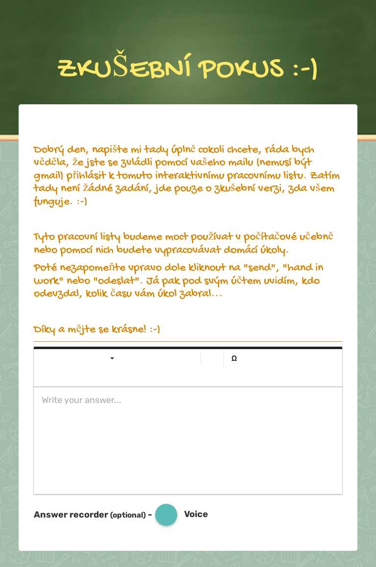 ZKUŠEBNÍ POKUS :-) Grade 7 worksheet preview