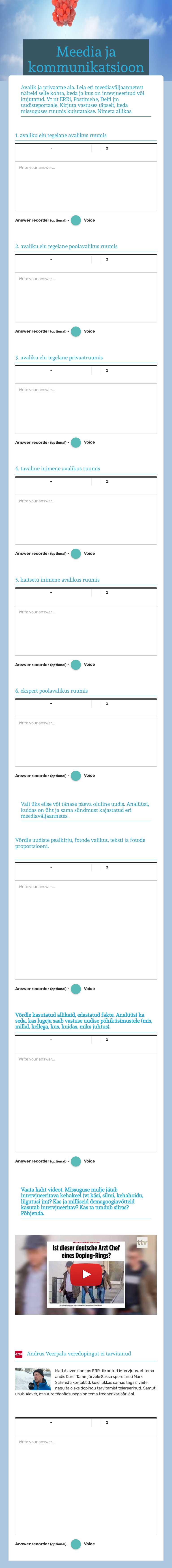 Meedia ja kommunikatsioon worksheet preview image