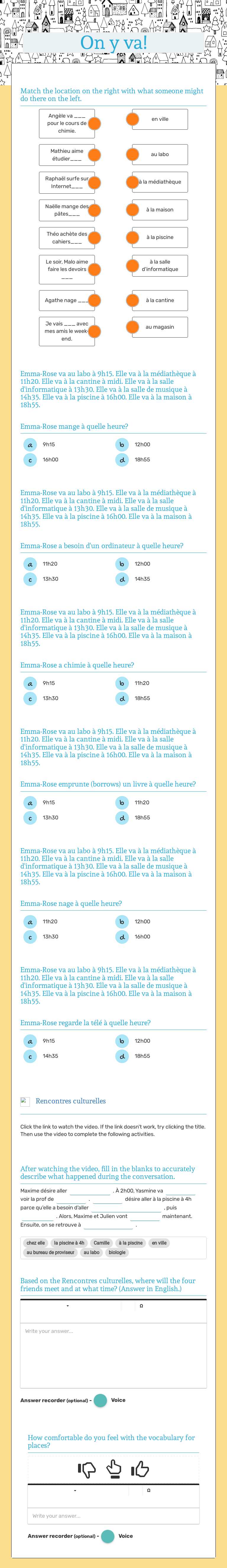 On y va! worksheet preview image