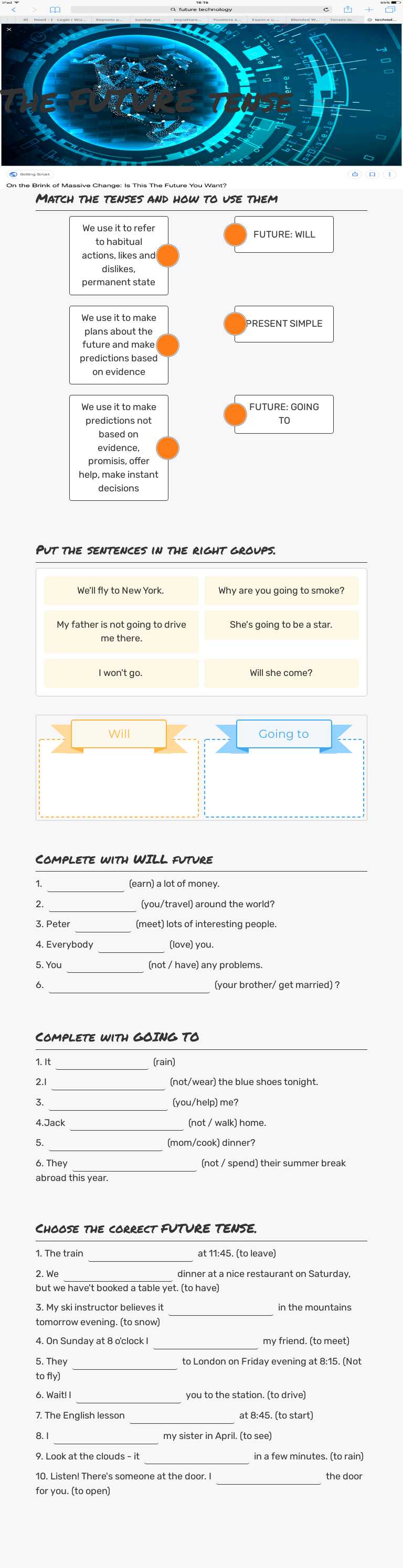 The FUTURE tense Grade 8 worksheet preview