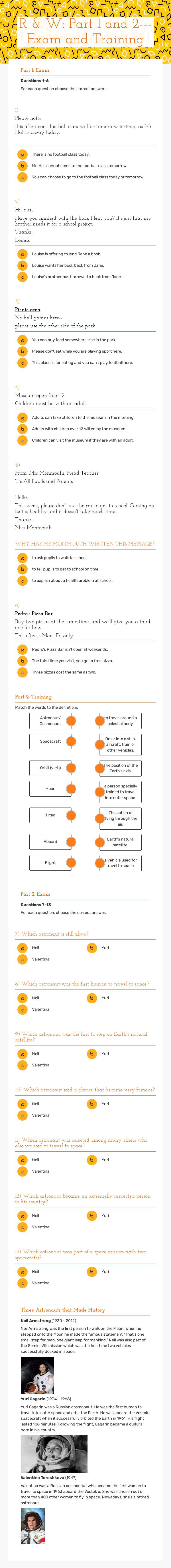 R & W: Part 1 and 2--- Exam and Training worksheet preview image