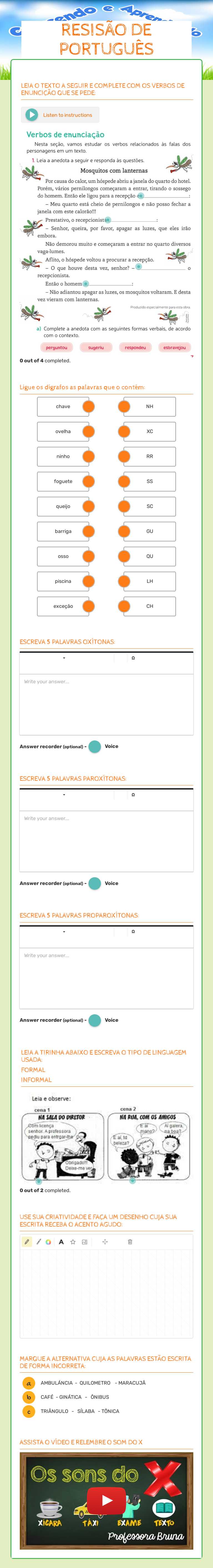 RESISÃO DE PORTUGUÊS worksheet preview image