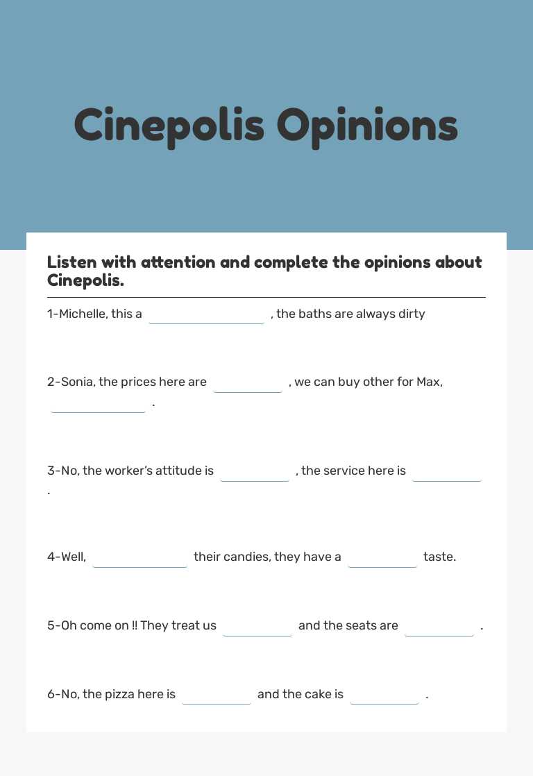 Cinepolis Opinions worksheet preview image