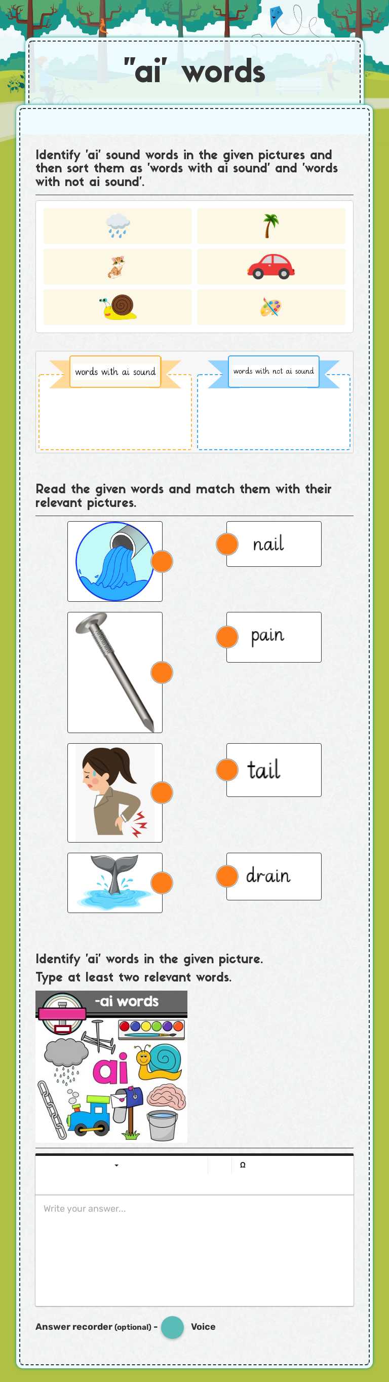 "ai' words worksheet preview image