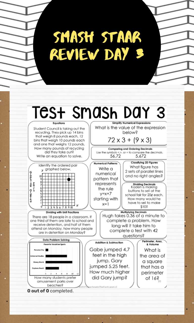 SMASH STAAR review day 3 Grade 5 worksheet preview