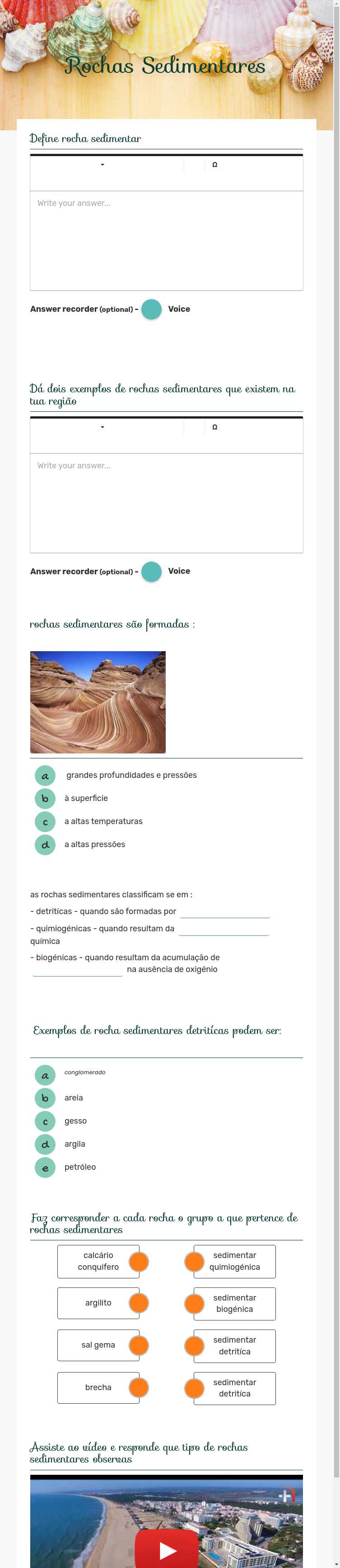 Rochas Sedimentares worksheet preview image