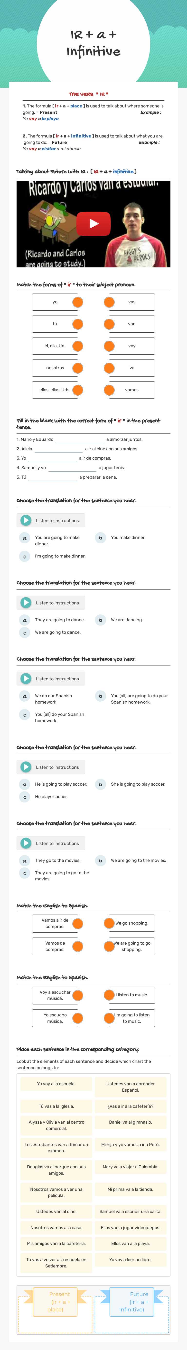 IR + a + Infinitive worksheet preview image