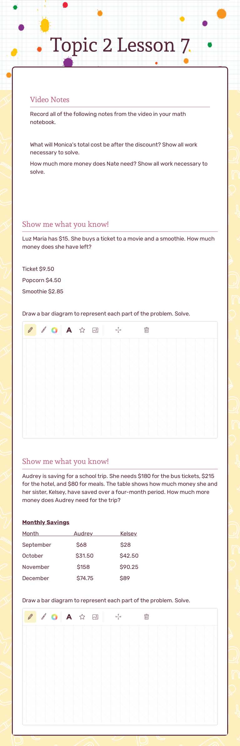 Topic 2 Lesson 7 Grade 5 worksheet preview