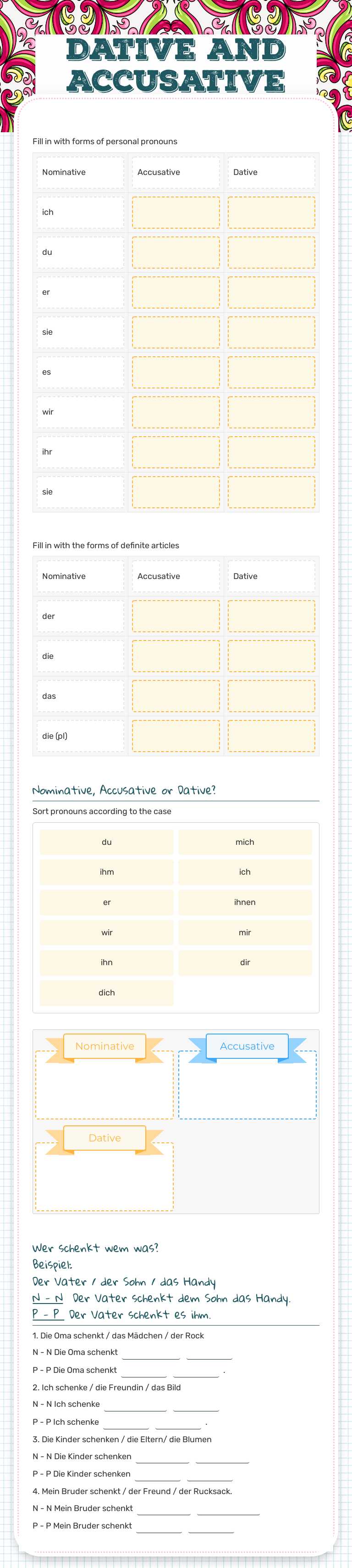 Dative and
Accusative worksheet preview image
