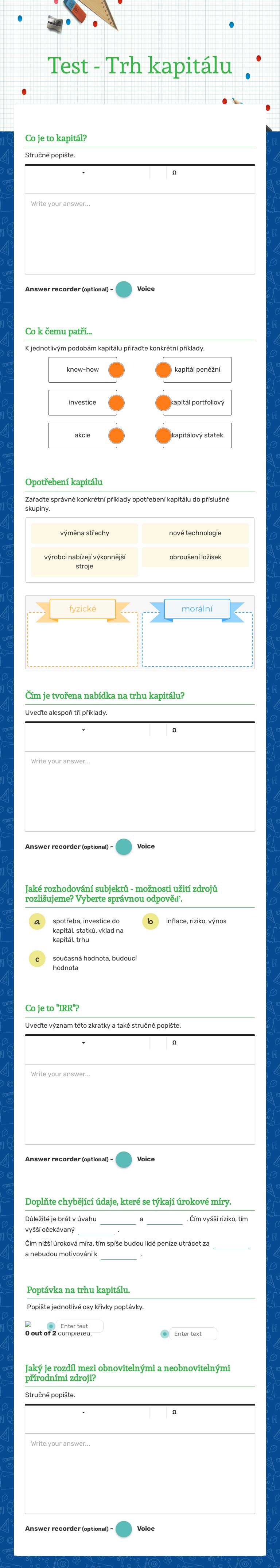 Test - Trh kapitálu worksheet preview image