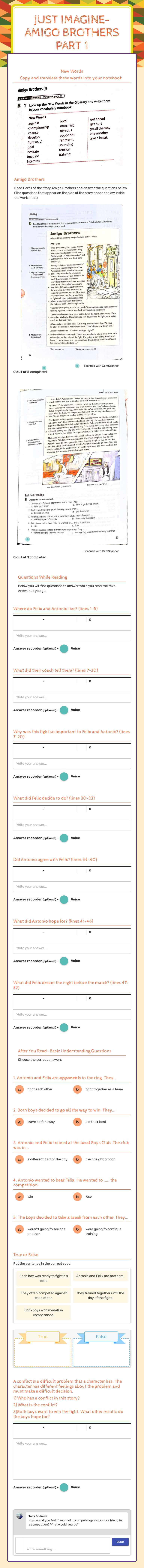 Just Imagine- Amigo Brothers  Part 1 worksheet preview image