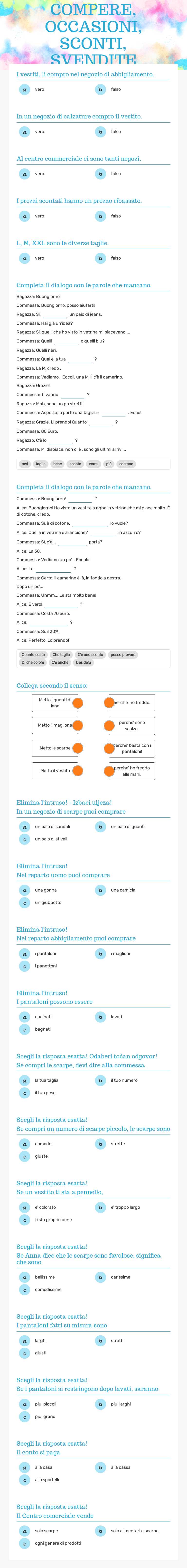 COMPERE, OCCASIONI, SCONTI, SVENDITE worksheet preview image