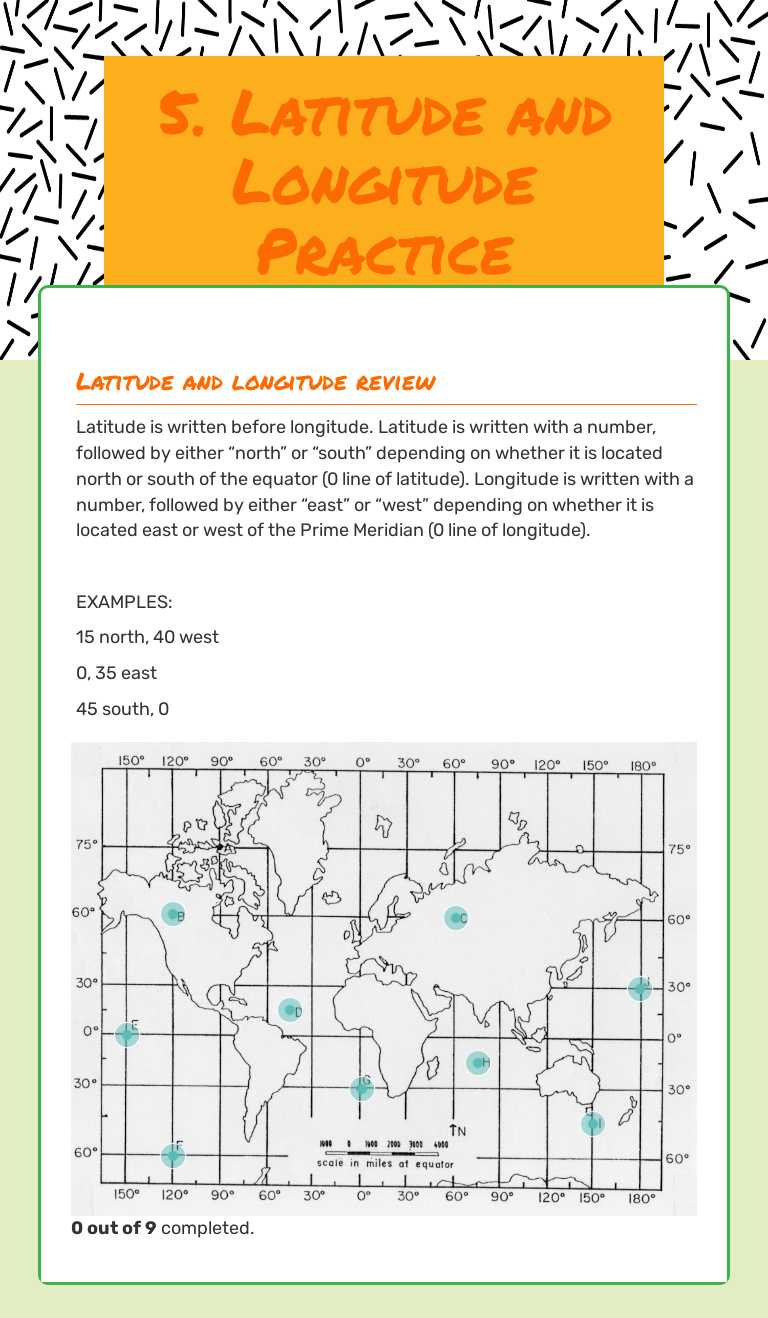 5. Latitude and Longitude Practice worksheet preview image
