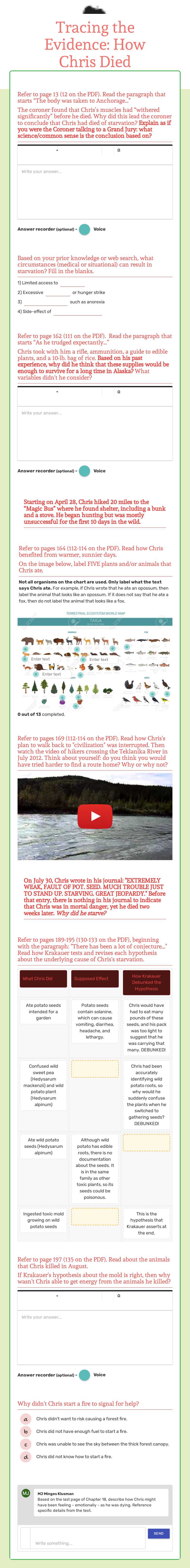 Tracing the Evidence: How Chris Died worksheet preview image