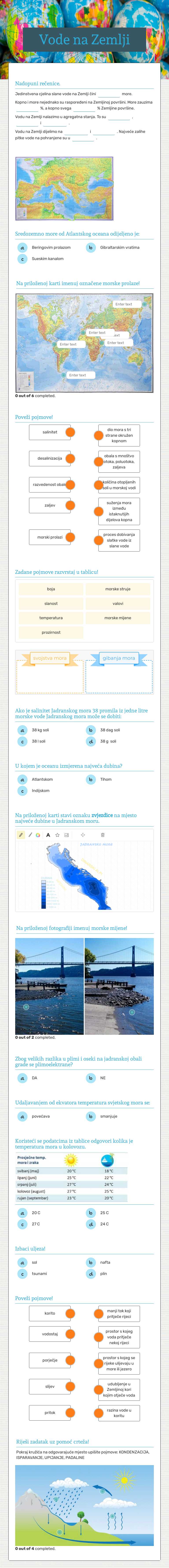 Vode na Zemlji worksheet preview image