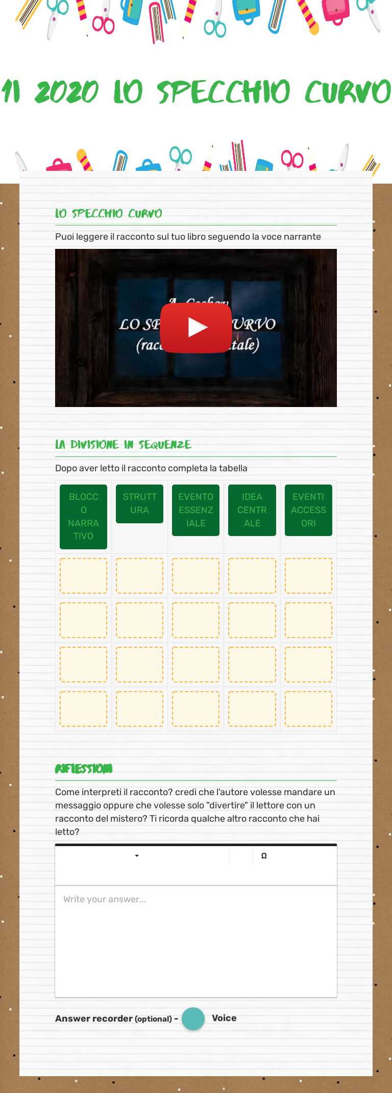 1i 2020                      lo specchio curvo Grade 9 worksheet preview