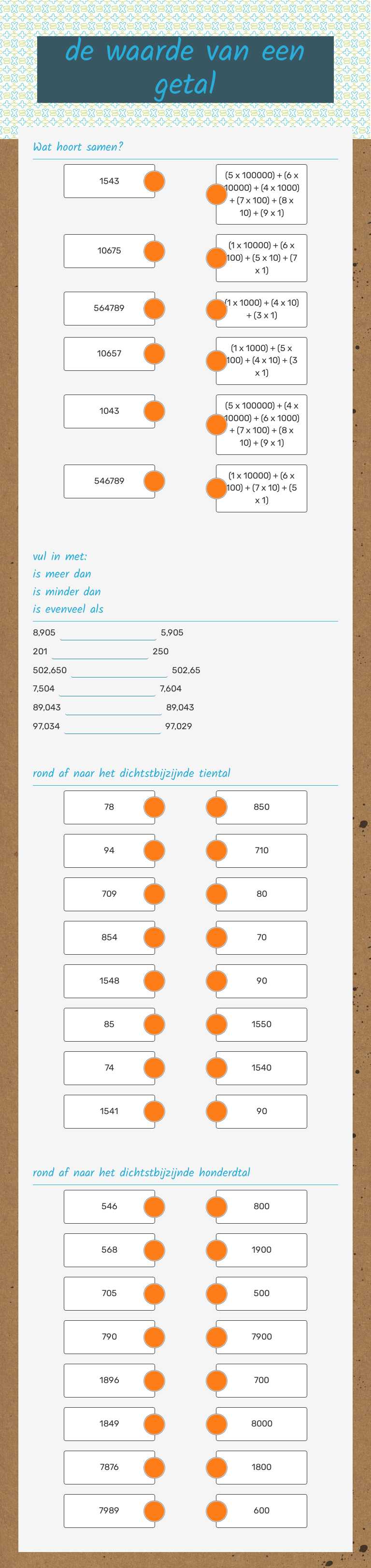 de waarde van een getal Grade 3 worksheet preview