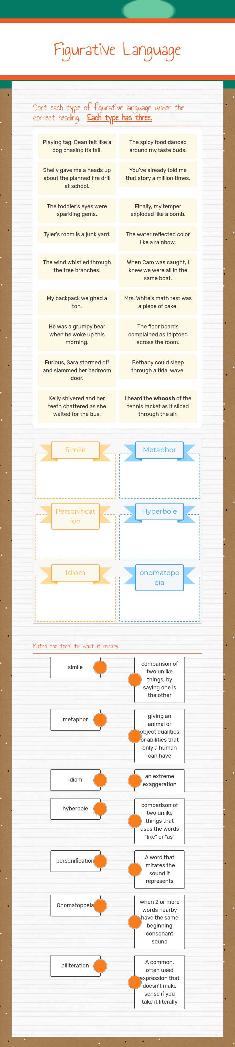 Figurative Language worksheet preview image