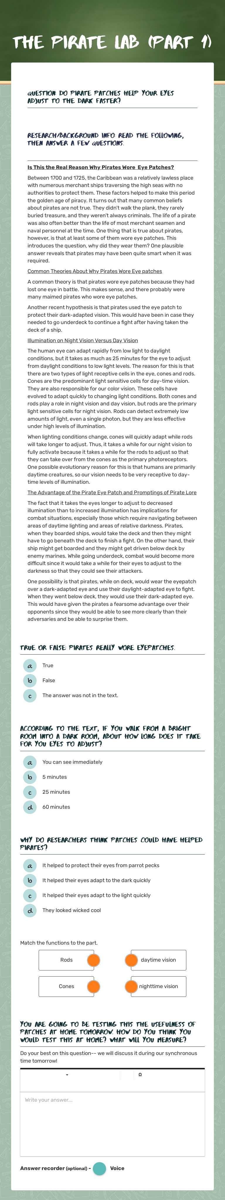 The Pirate Lab (part 1) worksheet preview image