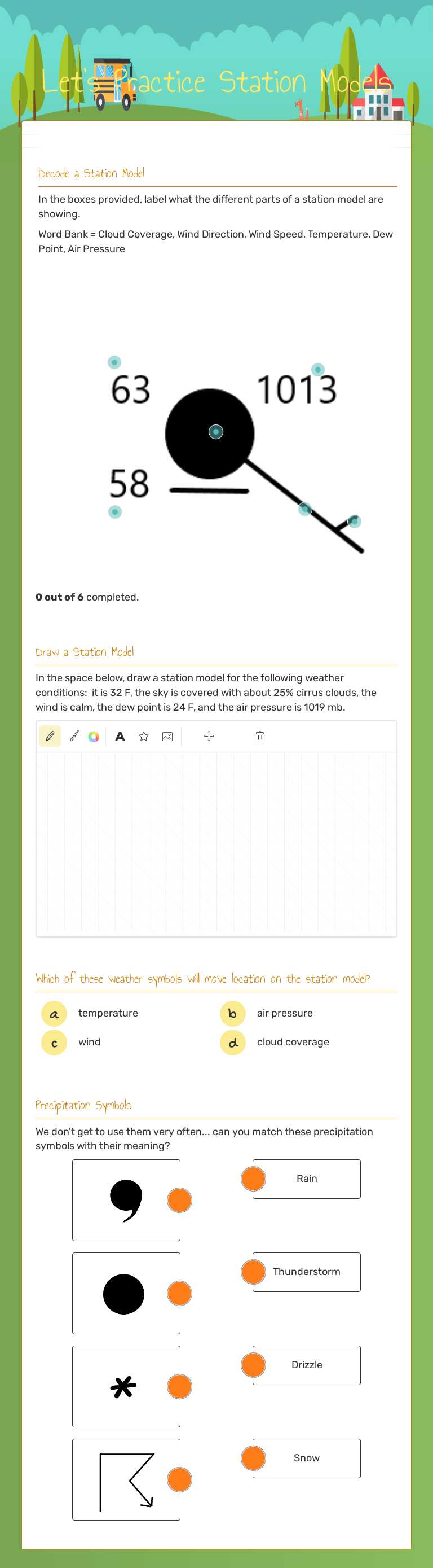 Let's Practice Station Models worksheet preview image