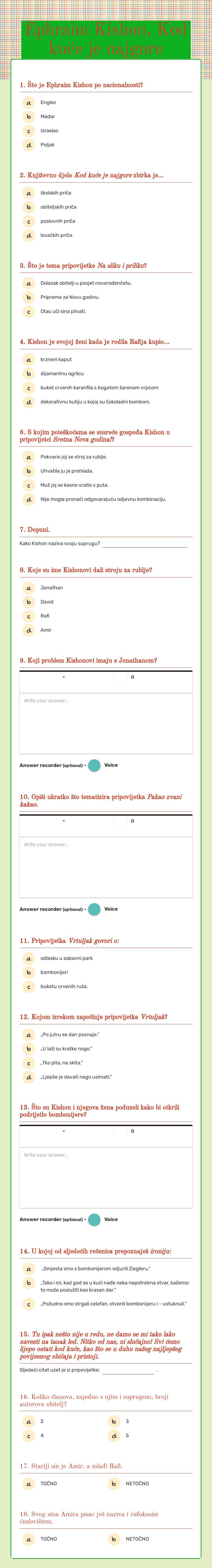 Ephraim Kishon, Kod kuće je najgore worksheet preview image
