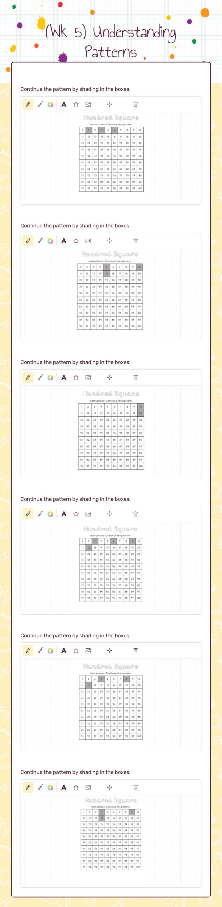 (Wk 5) Understanding Patterns Grade 3 worksheet preview