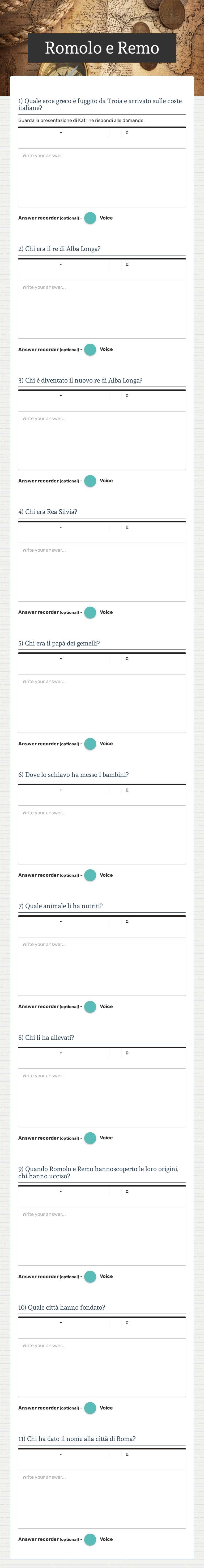 Romolo e Remo Grade 7 worksheet preview