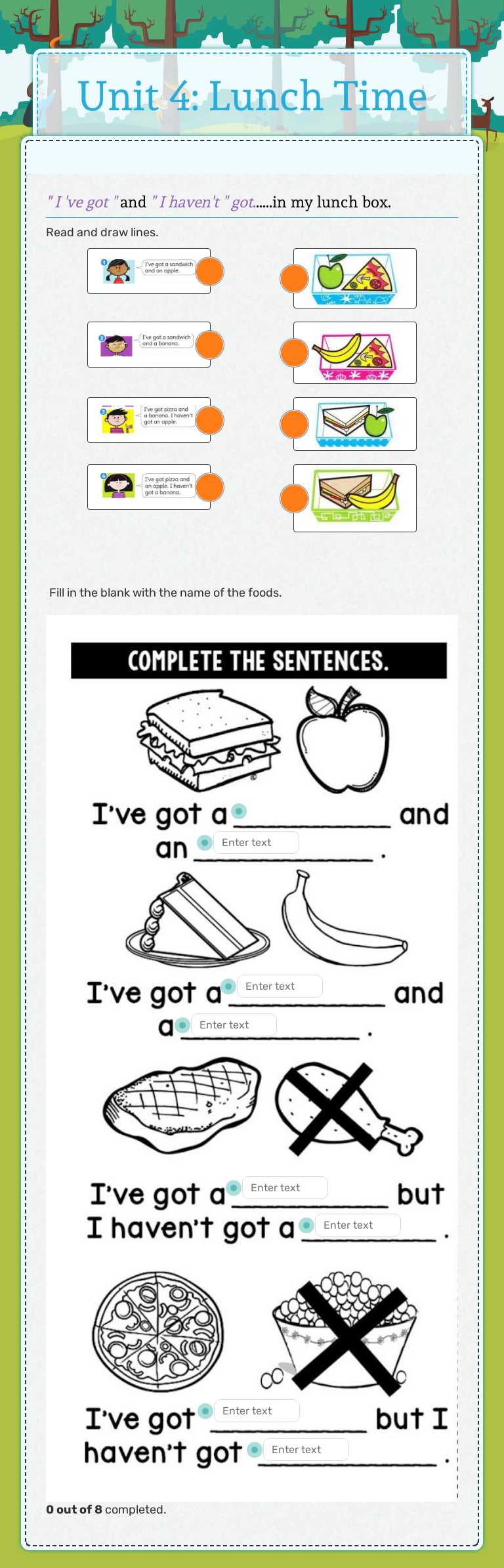 Unit 4: Lunch Time worksheet preview image