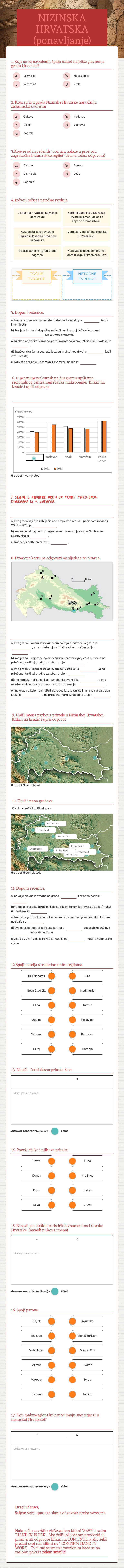 NIZINSKA HRVATSKA (ponavljanje) worksheet preview image