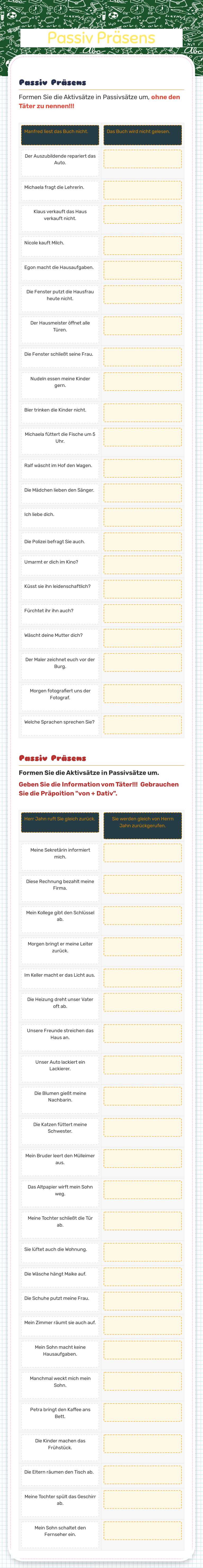 Passiv Präsens Other worksheet preview