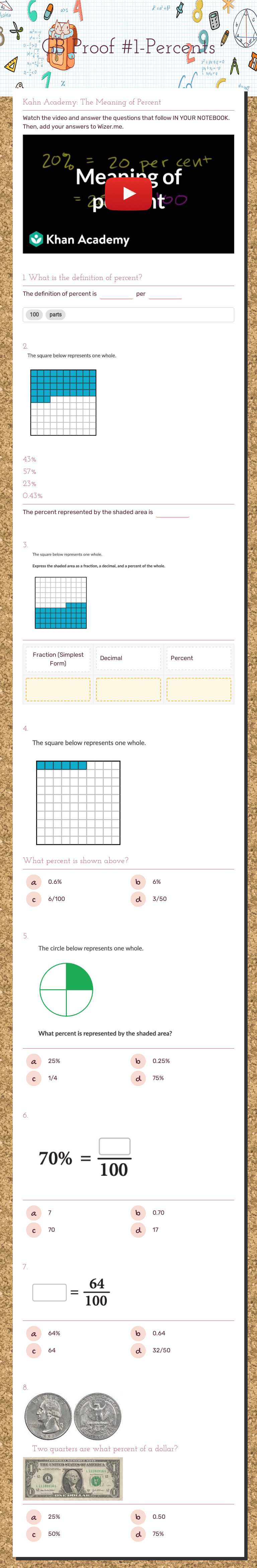 GB Proof #1-Percents worksheet preview image