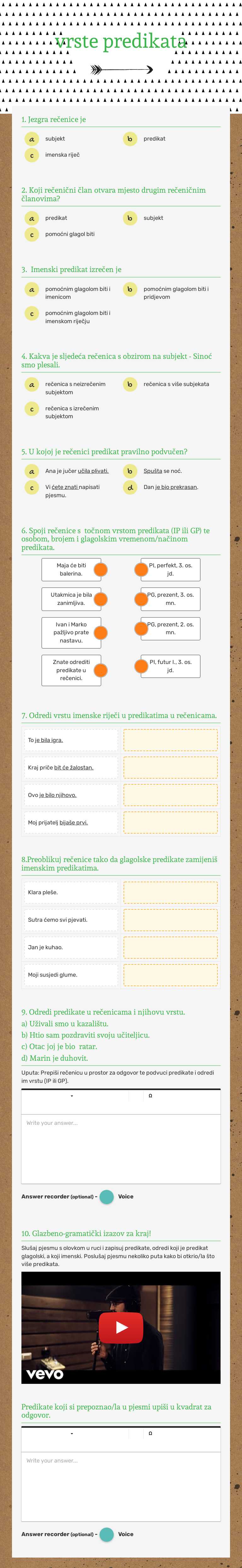 vrste predikata worksheet preview image