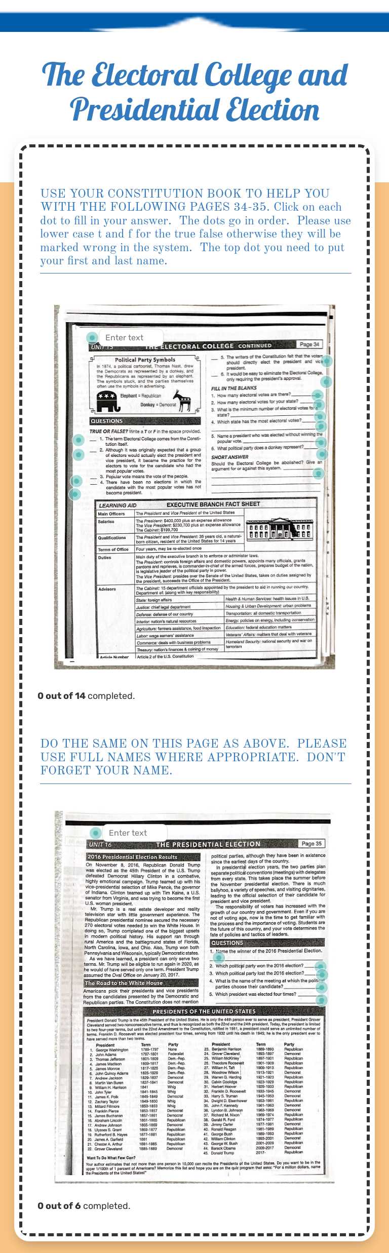 The Electoral College and Presidential Election Grade 7 worksheet preview