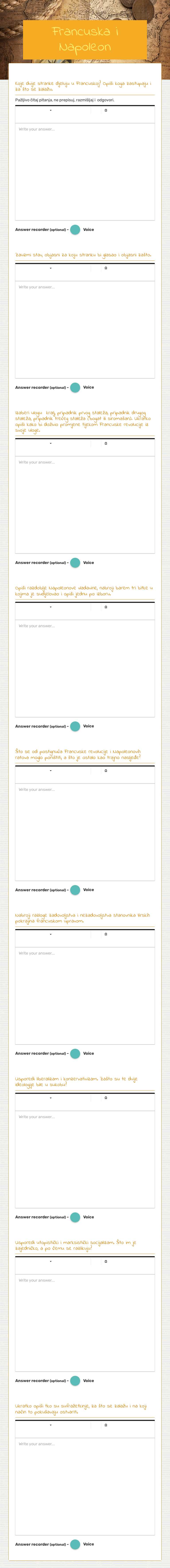 Francuska i Napoleon worksheet preview image