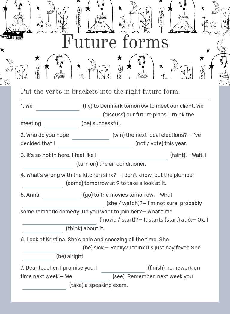 Future forms worksheet preview image
