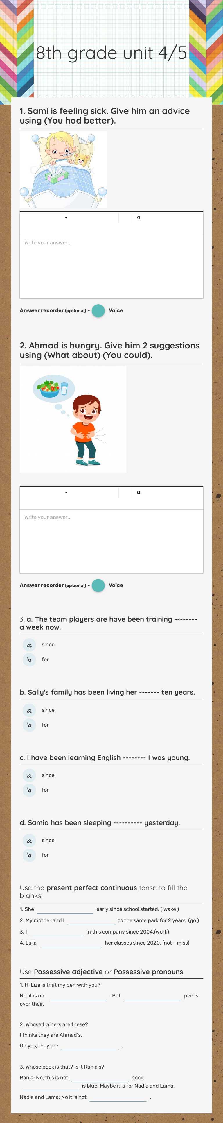 8th grade unit 4/5 worksheet preview image