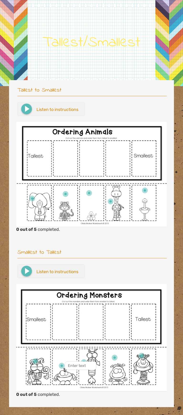 Tallest/Smallest Grade 1 worksheet preview