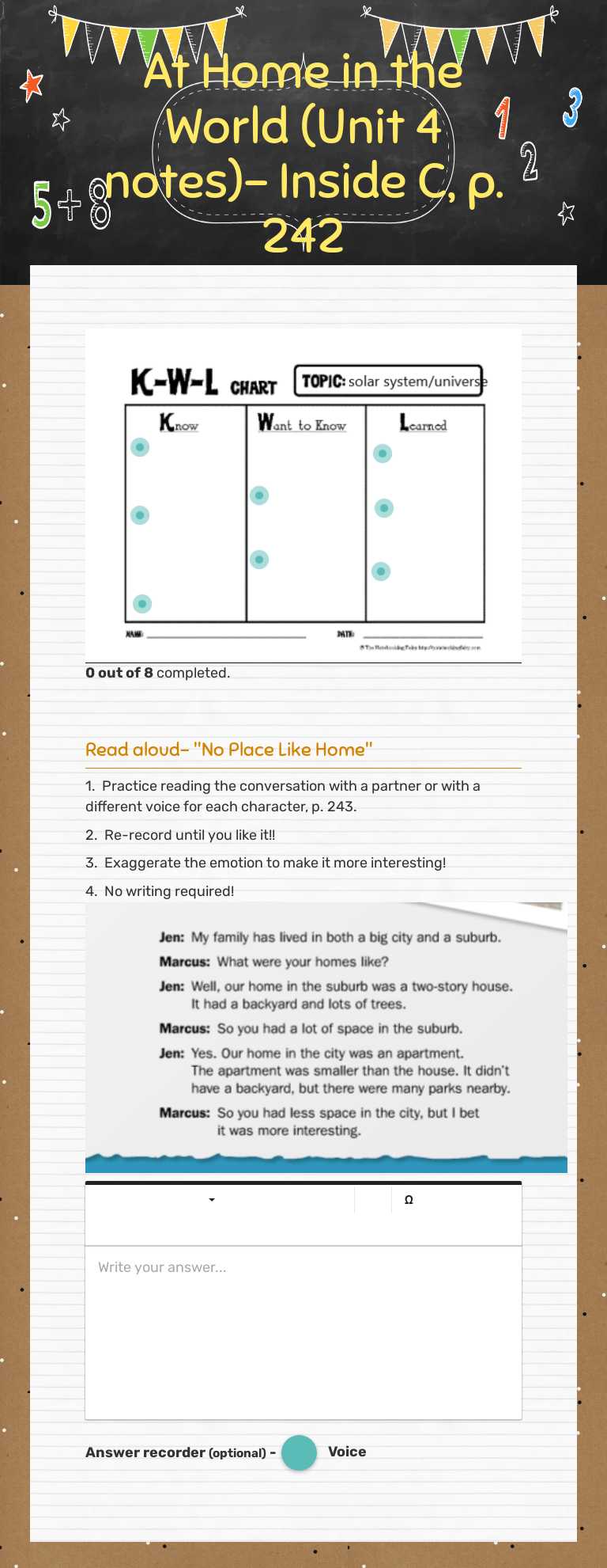 At Home in the World (Unit 4 notes)- Inside C, p. 242 worksheet preview image