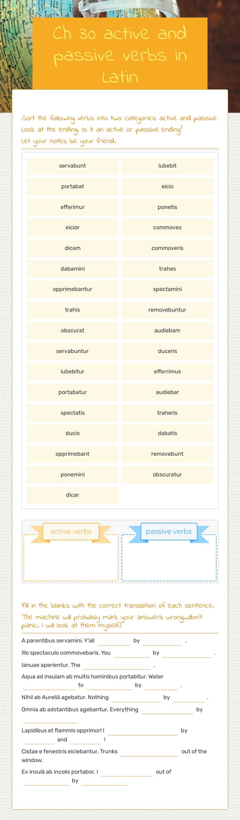 Master Latin active and passive verbs! Practice sorting and translating ...