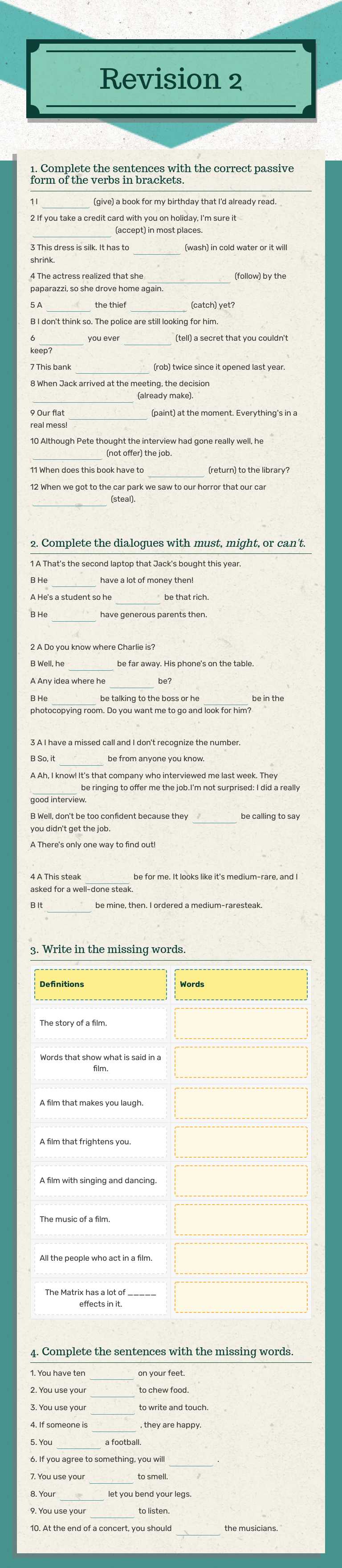 Revision 2 Grade 10 worksheet preview