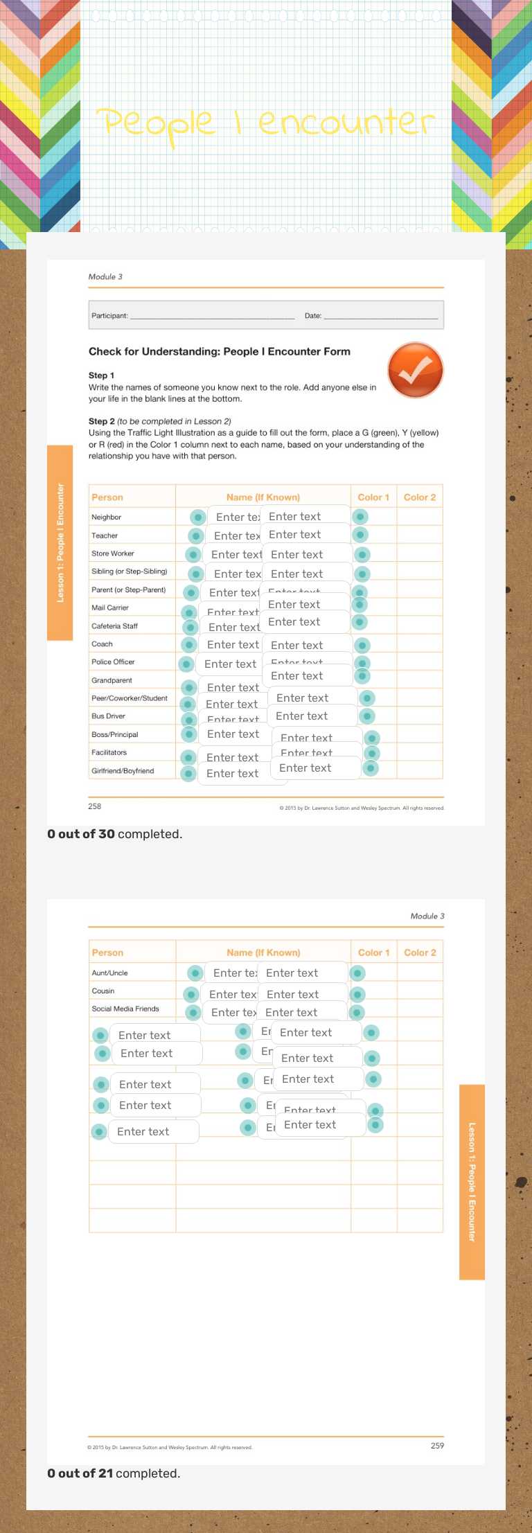 People I encounter worksheet preview image