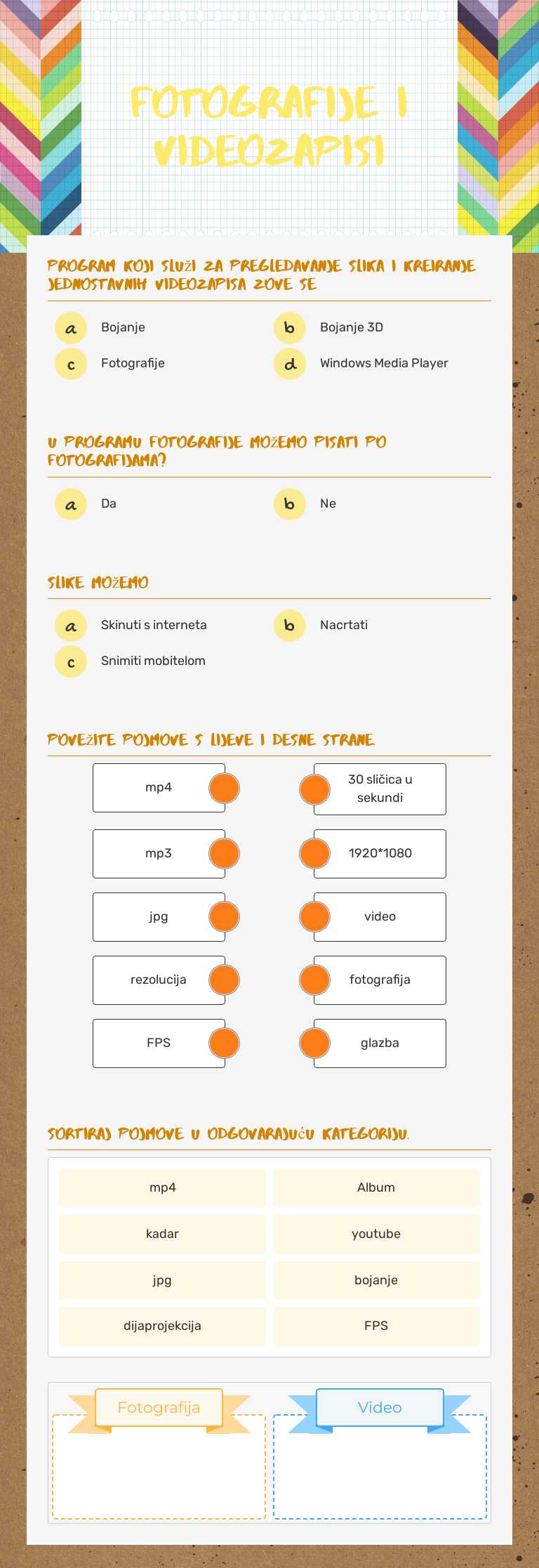 Fotografije i videozapisi worksheet preview image
