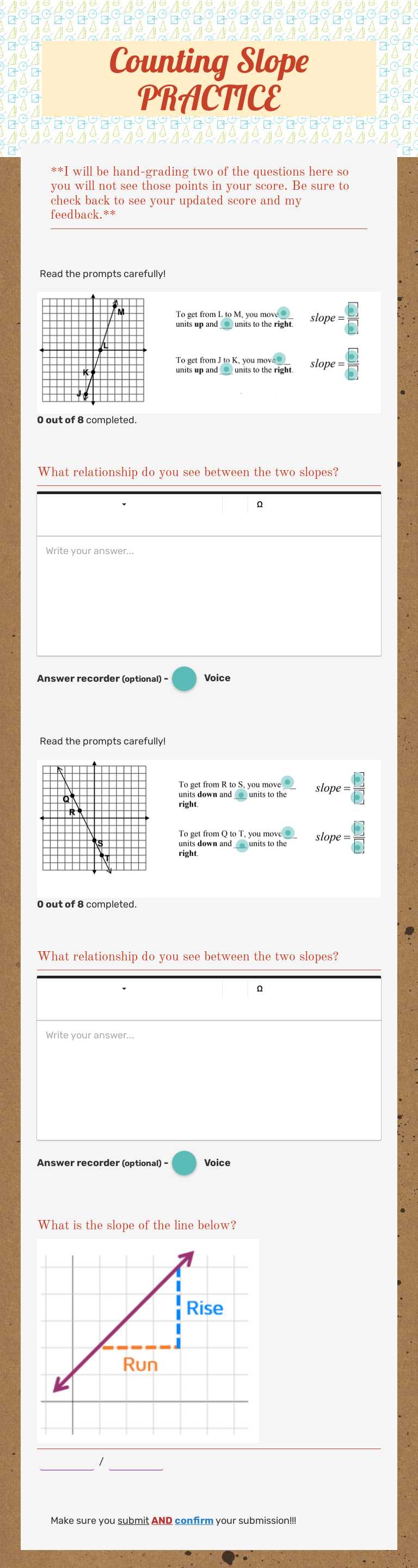 Counting Slope PRACTICE worksheet preview image