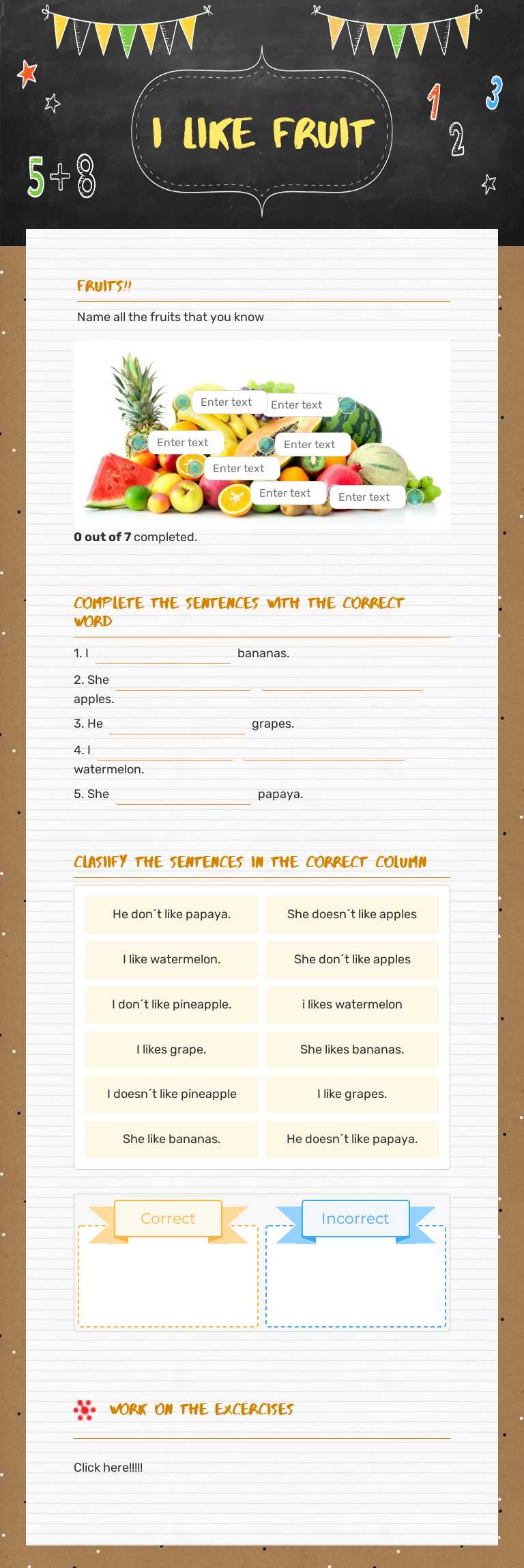 i like fruit worksheet preview image