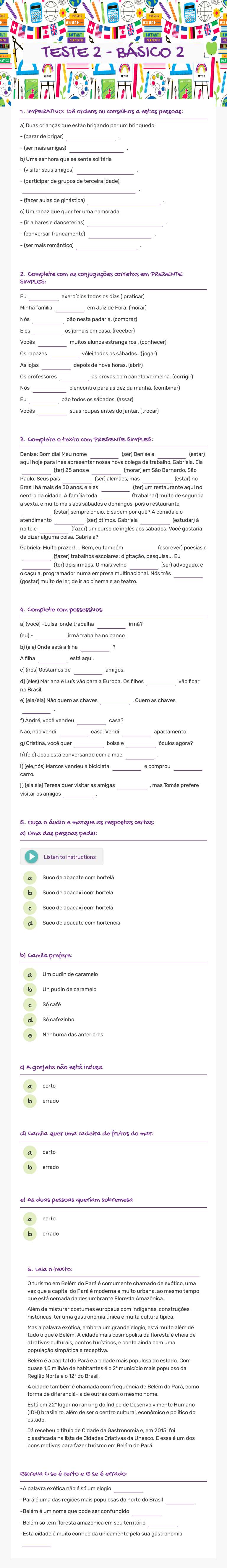TESTE 3 - BÁSICO 1 worksheet preview image