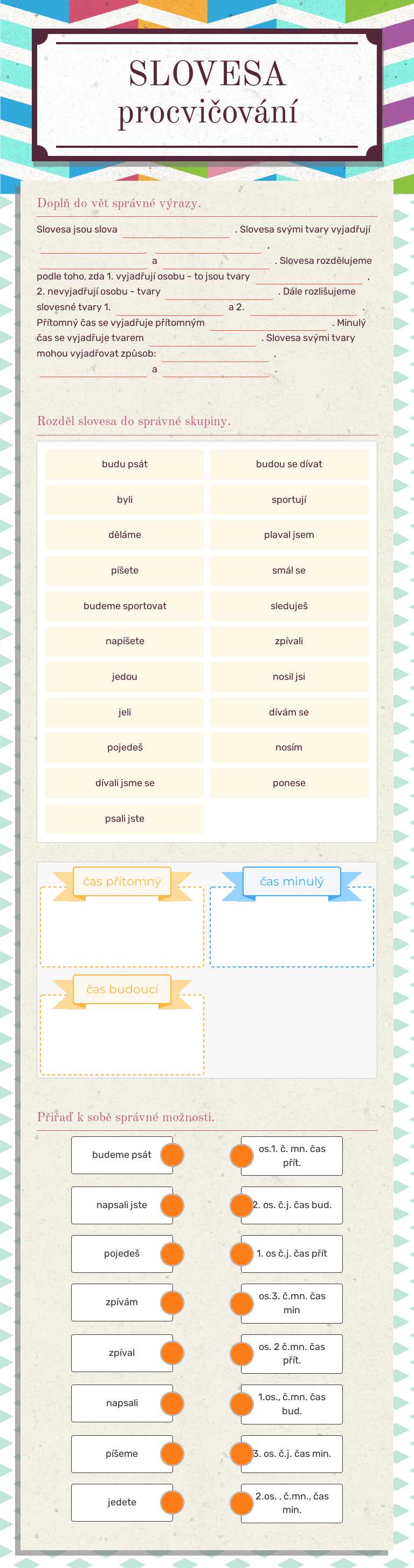 SLOVESA procvičování worksheet preview image