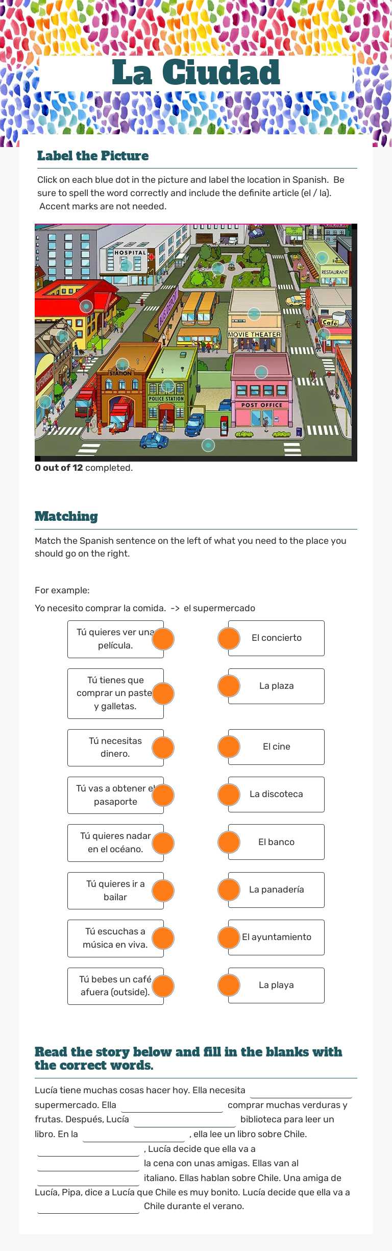 La Ciudad worksheet preview image