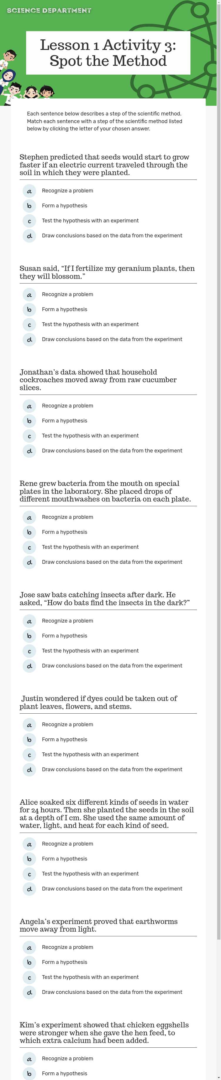 Lesson 1 Activity 3: Spot the Method worksheet preview image